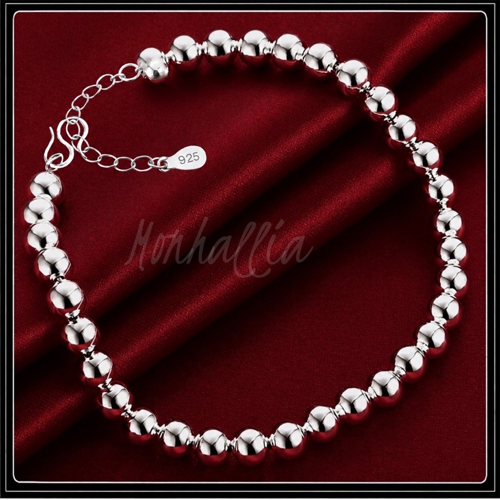 Clearance! NEW 925 CLASSIC SILVER BALL BEAD BRACELET 6MM